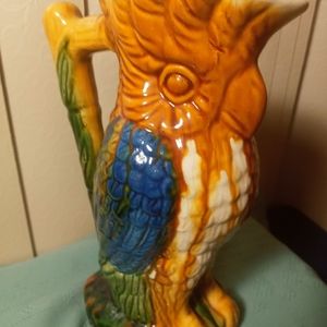 Vintage Majolica Parrot Cockatoo Pitcher Jug Colle